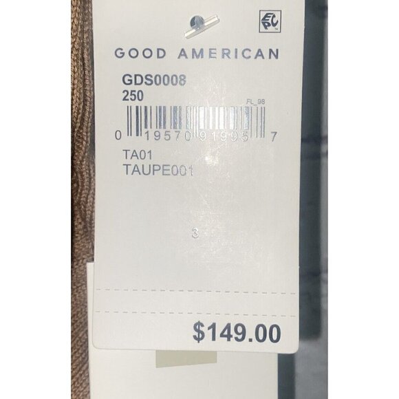 NWT GOOD AMERICAN Womens' Taupe Ribbed Sleeveless Sweater Dress Size 3 $149. - Picture 7 of 9